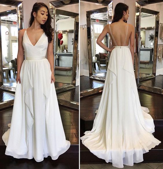 long white backless dress